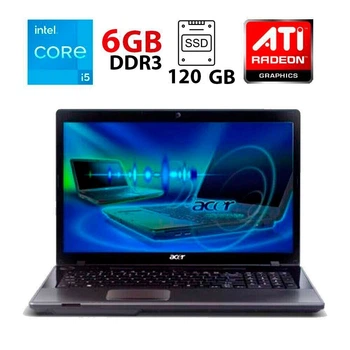 Ноутбук Acer Aspire 7745G / 17.3" (1600x900) TN / Intel Core i5-430M (2 (4) ядра по 2.26 - 2.53 GHz) / 6 GB DDR3 / 120 GB SSD + 500 GB HDD / ATI Radeon HD 5850, 1 GB DDR3, 128-bit / WebCam б/у