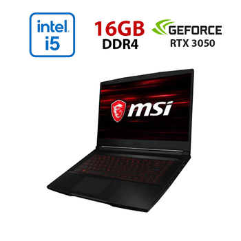 Игровой ноутбук MSI GF63 Thin 10UC-675NEU / 15.6" (1920x1080) IPS / Intel Core i5-10500H (6 (12) ядер по 2.5 - 4.5 GHz) / 16 GB DDR4 / 480 GB SSD / nVidia GeForce RTX 3050, 4 GB GDDR6, 128-bit / WebCam б/у