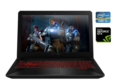 Игровой ноутбук Б-класс Asus TUF Gaming FX504 / 15.6" (1920x1080) IPS / Intel Core i5-8300H (4 (8) ядра по 2.3 - 4.0 GHz) / 8 GB DDR4 / 512 GB SSD / nVidia GeForce GTX 1060, 3 GB GDDR5, 192-bit / WebCam б/у