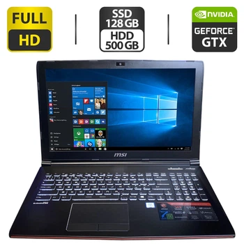 Игровой ноутбук MSI GP62MVR 6RF Leopard Pro / 15.6" (1920x1080) IPS / Intel Core i7-7700HQ (4 (8) ядра по 2.8 - 3.8 GHz) / 8 GB DDR4 / 128 GB SSD + 1000 GB HDD / nVidia GeForce GTX 1060, 3 GB GDDR5, 192-bit / WebCam б/у