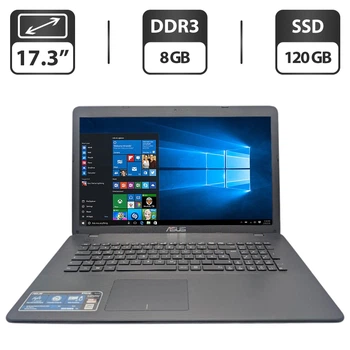 Ноутбук Asus F751M / 17.3" (1600x900) TN / Intel Celeron N2940 (4 ядра по 1.83 - 2.25 GHz) / 8 GB DDR3 / 120 GB SSD / HD Graphics / WebCam / DVD-ROM б/у