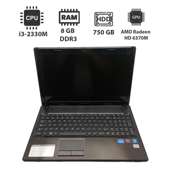 Ноутбук Lenovo IdeaPad G570 / 15.6" (1366x768) TN / Intel Core i3-2330M (2 (4) ядра по 2.2 GHz) / 8 GB DDR3 / 750 GB HDD / AMD Radeon HD 6370M, 1 GB GDDR3, 128-bit / WebCam б/у