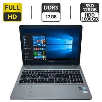 Ноутбук Б-клас Medion Akoya E6424 / 15.6" (1920x1080) TN / Intel Core i5-6267U (2 (4) ядра по 2.9 - 3.3 GHz) / 12 GB DDR3 / 128 GB SSD + 1000 GB HDD / Intel Iris Graphics 550 / WebCam б/в