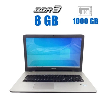 Ноутбук Medion Akoya E7424 / 17.3" (1600x900) TN / Intel Core i3-7100U (2 (4) ядра по 2.4 GHz) / 8 GB DDR3 / 256 GB SSD + 1000 GB HDD / Intel HD Graphics 620 / WebCam / Win 10 б/в