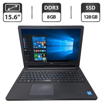 Ноутбук Б-класс Dell Inspiron 15-3552 / 15.6" (1366x768) TN / Intel Celeron N3050 (2 (4) ядра по 1.6 - 2.16 GHz) / 8 GB DDR3 / 128 GB SSD / Intel HD Graphics / WebCam / DVD-ROM б/у