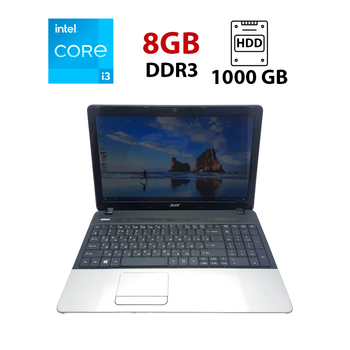Ноутбук Acer E1-531 / 15.6" (1366x768) TN / Intel Core i3-3120M (2 (4) ядра по 2.5 GHz) / 8 GB DDR3 / 60 GB SSD + 1000 GB HDD / Intel HD Graphics / WebCam б/в