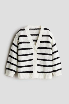 Кардиган H&M 1236362 білий чорні смужки 134-140см