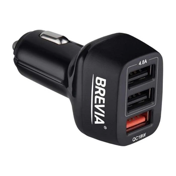Зарядний пристрій для авто BREVIA ePower TriDrive 42 W 3xUSB-A чорний (46042TUB)