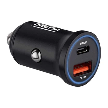 Зарядний пристрій для авто BREVIA ePower DualChargeLED 38W USB-C USB-A чорний (46038CALB)