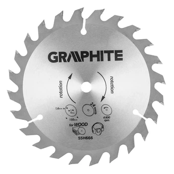 Диск пильний Graphite по дереву, 150х10мм, 1.6мм, 24 зубів (00134124)