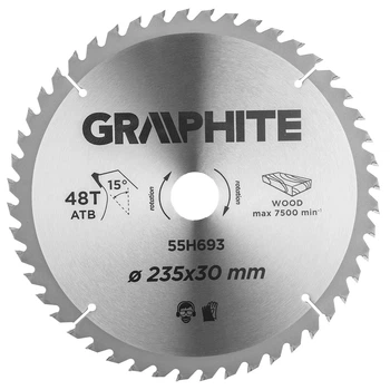 Диск пильний Graphite по дереву, 235х30мм, 48 зубів (00124288)