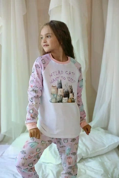 Піжама для дівчинки утеплена Милі Котики Смайл Тайм, Pussy Cats SmileTime зріст 122