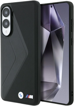 Etui BMW Leather Oversized Stripes MagSafe do Samsung Galaxy S25 Edge Black (BMHMPS25E24PUOCSK)