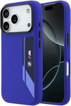Etui BMW M Silicon Vertical Logo MagSafe do Apple iPhone 17 Pro Max Navy (BMHMP17X25SDBSV)