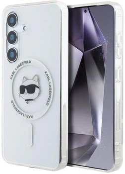 Etui Karl Lagerfeld Button Choupette Head Printed Logo MagSafe do Samsung Galaxy S25 White (3666339449896)