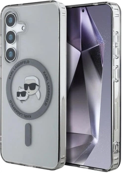 Etui Karl Lagerfeld Button Karl & Choupette Heads Printed Logo MagSafe do Samsung Galaxy S25 Black (3666339449957)