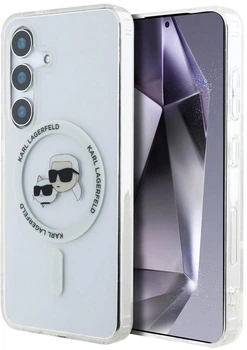 Etui Karl Lagerfeld Button Karl & Choupette Heads Printed Logo MagSafe do Samsung Galaxy S25 Plus White (3666339449995)
