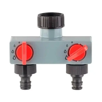 Распределитель для полива Aqualin 27211 Garden Connector 1" x 2 выхода 3/4" с кранами, переходник для систем капельного полива