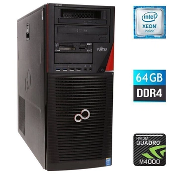 Рабочая станция Fujitsu Celsius M740 Tower / Intel Xeon E5-1650 v4 (6 (12) ядер по 3.6 - 4.0 GHz) / 64 GB DDR4 / 240 GB SSD / nVidia Quadro M4000, 8 GB GDDR5, 256-bit / 1000W / DVD-RW / DisplayPort б/у