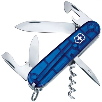 Ніж складаний, мультитул Victorinox Spartan (91мм, 12 функцій), синій прозорий, блістер 1.3603.T2B1