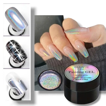 Гель-фарба металева IMANJE для дизайну нігтів 8ml голограма Silver