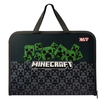 Папка-портфель Yes Minecraft Creepers FC на молнии с тканевыми ручками