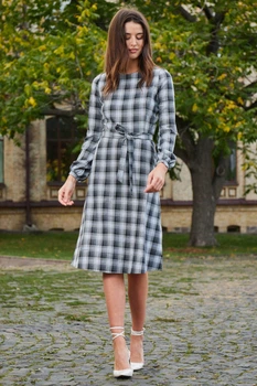 Жіноча сукня трапеція в чорно-білу клітинку LadyLike 42 Чорний (ll2153525790364)