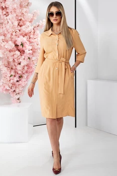 Жіноча сукня на ґудзиках з довгим рукавом LadyLike 50 Бежевий (ll2192220089441)