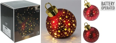 Ялинкова куля Christmas Decoration 15 см Червона теплий Білий від батарейок (ABR823870)
