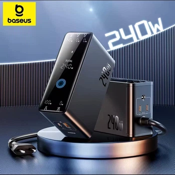 Мережевий зарядний пристрій з кабелем Baseus Digital GaN Intelligent Desktop Charger 240W 3C+U+DC