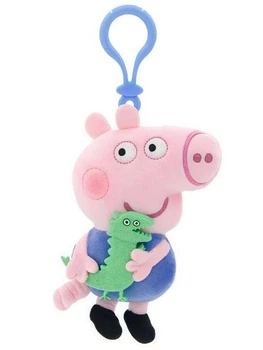 Плюшевая игрушка Брелок-игрушка Свинка Джордж с динозавром 11 см Peppa из семьи Пеппа с голограммой Синий