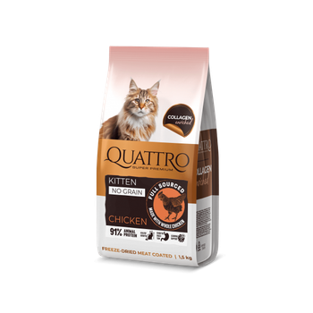 Quattro Cat Kitten Chicken беззерновий корм для кошенят з куркою 1,5 кг