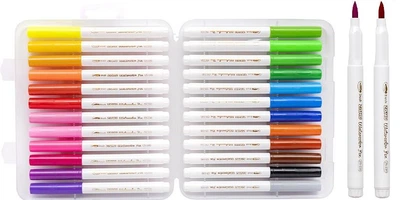 Фломастер - пензлик 24 кольори 228-24 "Water color pen" у пластиковому боксі
