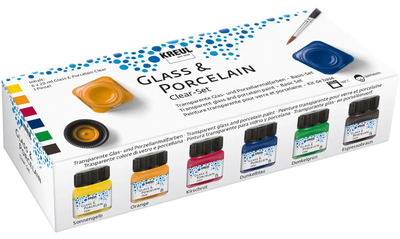 Zestaw farb Kreul Glass and Porcelain Paint Clear Color 6 kolorów x 20 ml (4000798119744)