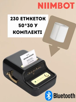 Термопринтер для друку етикеток NIIMBOT B21 + етикетки T50*30 у комплекті (Black)
