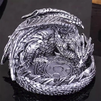 Пепельница органайзер кубиков Dungeons and Dragons Дракон настольная Серебристый (28268)