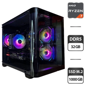 Сборка под заказ: игровой ПК AeroCool P300C-G-BK-v1 Black Tower / AMD Ryzen 7 7700 (8 (16) ядер по 3.8 - 5.3 GHz) / 32 GB DDR5 / 1000 GB SSD M.2 / AMD Radeon RX 7800 XT, 16 GB GDDR6, 256-bit / 850W