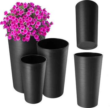 Donice na kwiaty z wkładem Kadax Latina K10308 19 cm + 25 cm + 30 cm Antracyt