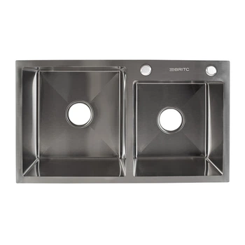 Кухонна мийка Britc HM HS7845-20-B, на 2 чаші, чорна