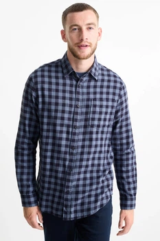Сорочка в клітинку regular fit C&A 22232911c49 S блакитна (100003269)