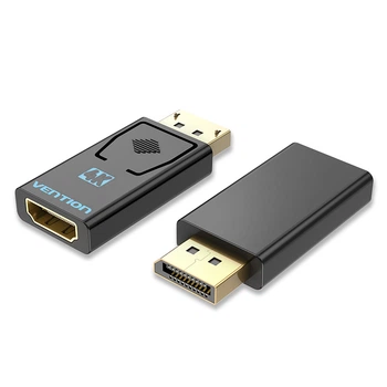 Адаптер Vention DisplayPort > HDMI 4K 30Hz позолочені контакти з фіксатором Чорний (HBMB0)