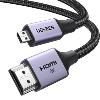 Кабель Ugreen HD164 Micro HDMI - HDMI 2.1 8K 60Hz 48 Гбит/с HDR eARC 2 м Черный (15517)