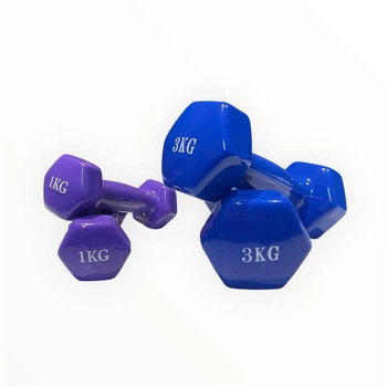 Набор гантель 8 кг с виниловым покрытием 1 кг, 3 кг Feel Fit по 2 штуки каждого веса
