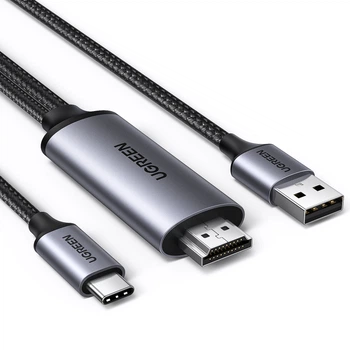 Кабель-перехідник Ugreen CM773 HDMI > USB-C 2 м 4K 60Hz з живленням USB-A Сірий (35984A)