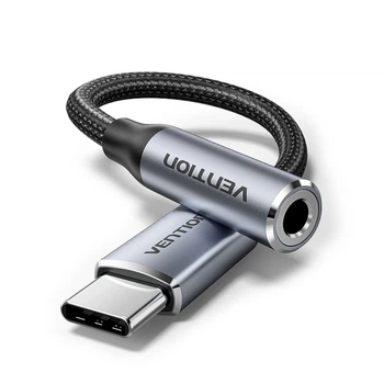 Аудиоадаптер Vention USB-C - 3.5 мм 0.1 м DAC Hi-Fi 96 кГц с поддержкой микрофона Серый (BIDHA)