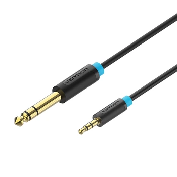Кабель Vention Mini Jack 3.5 мм - Jack 6.35 мм 2 м TRS, стерео, позолоченные контакты Черный (BABBH)