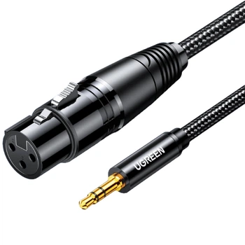 Кабель для микрофона Ugreen AV182 3.5 мм - XLR 1 м TRS, нейлоновая оплетка Черный (20763)