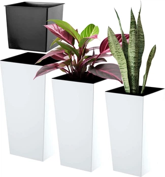 Donice na kwiaty z wkładem Kadax Masiera K8052 25 cm + 30 cm + 35 cm Białe