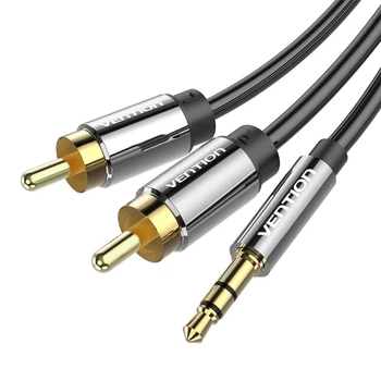 Аудиокабель Vention 3.5 мм - 2RCA 0.5 м позолоченные контакты Черный (BCFBD)