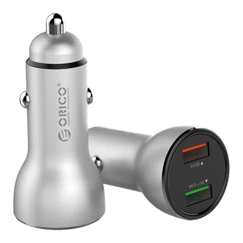 Автомобильное зарядное устройство Orico 2 USB 30W QC3.0 Серебристый (ORICO-UPF-Q2-SV-BP)